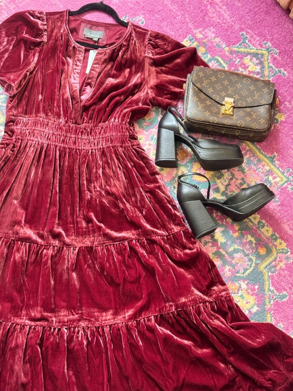 🐘 The Somerset Velvet Maxi Dress X Anthropologie L-Petite 🐘